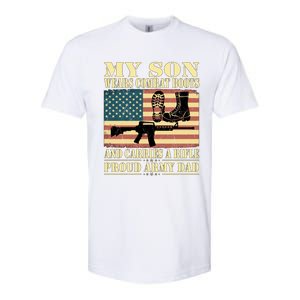 My Son Wears Combat Boots Gift Proud Army Dad Military Father Gift Softstyle CVC T-Shirt