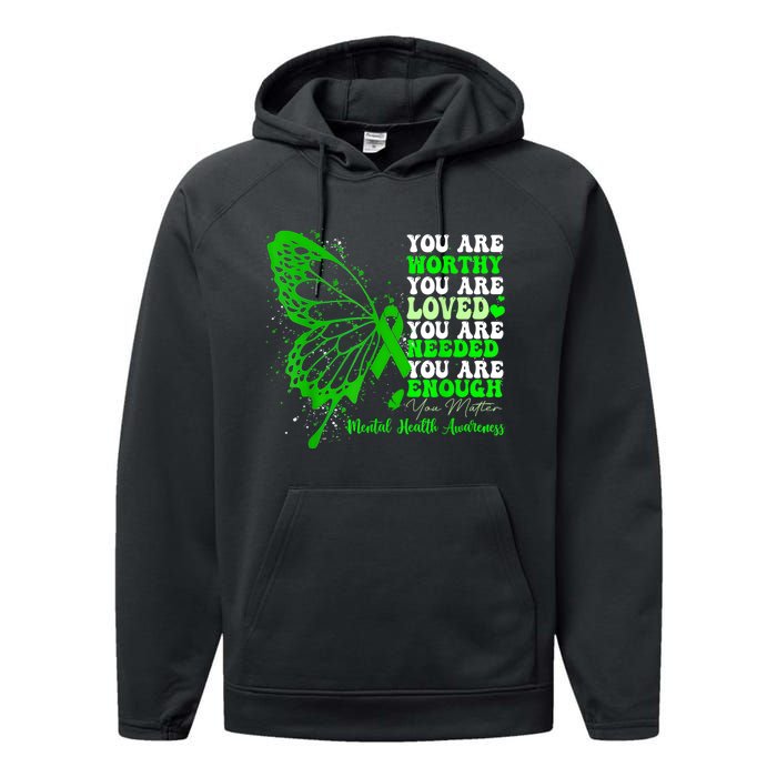 Motivational Support Warrior Mental Health Awareness Gifts Performance Fleece Hoodie