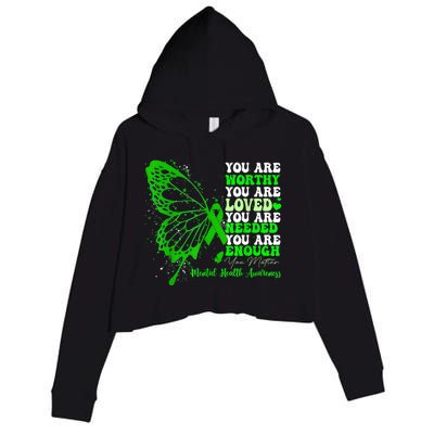 Motivational Support Warrior Mental Health Awareness Gifts Crop Fleece Hoodie