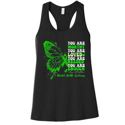 Motivational Support Warrior Mental Health Awareness Gifts Women's Racerback Tank