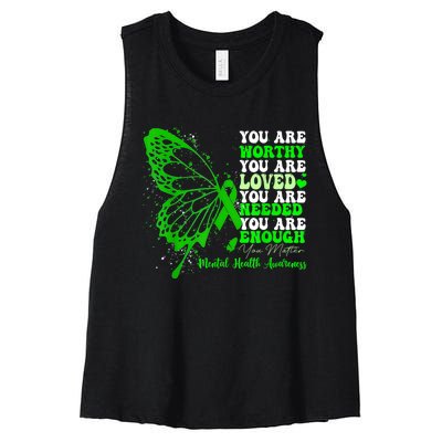 Motivational Support Warrior Mental Health Awareness Gifts Women's Racerback Cropped Tank