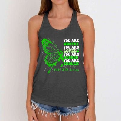 Motivational Support Warrior Mental Health Awareness Gifts Women's Knotted Racerback Tank