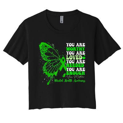 Motivational Support Warrior Mental Health Awareness Gifts Women's Crop Top Tee