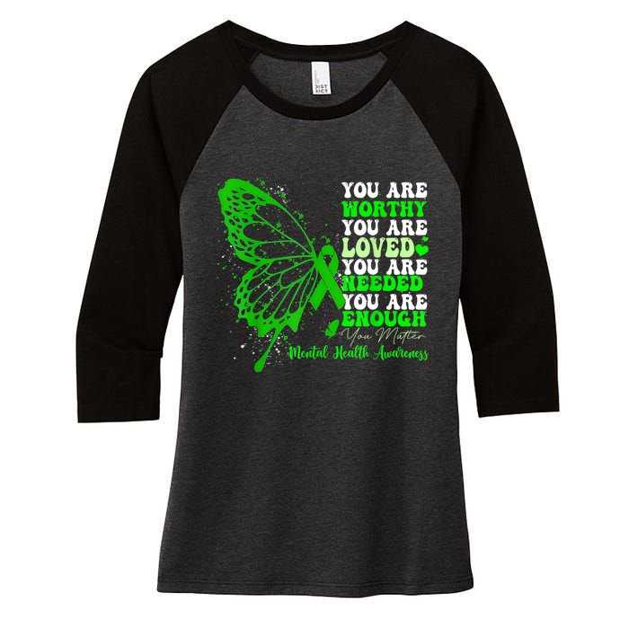 Motivational Support Warrior Mental Health Awareness Gifts Women's Tri-Blend 3/4-Sleeve Raglan Shirt