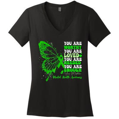 Motivational Support Warrior Mental Health Awareness Gifts Women's V-Neck T-Shirt