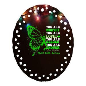 Motivational Support Warrior Mental Health Awareness Gifts Ceramic Oval Ornament