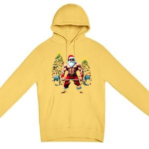 Muscle Santa Weightlifter Christmas Powerlifting Xmas Gym Gift Premium Pullover Hoodie