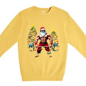 Muscle Santa Weightlifter Christmas Powerlifting Xmas Gym Gift Premium Crewneck Sweatshirt