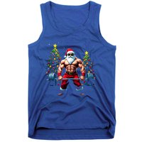 Muscle Santa Weightlifter Christmas Powerlifting Xmas Gym Gift Tank Top