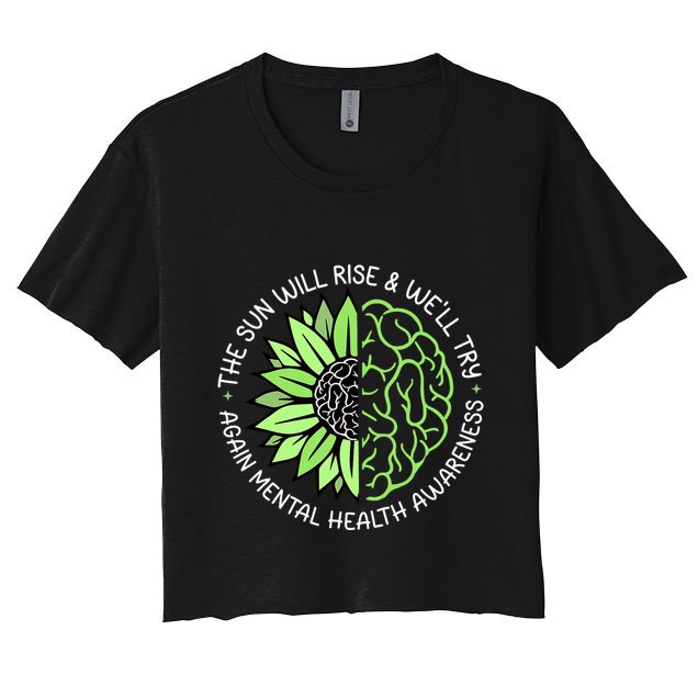 Motivational Support Warrior Mental Health Awareness Month Gift Women's Crop Top Tee