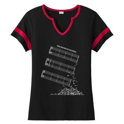 Music Sheet Without Sheet Music Gift The Sound Of Silence Cool Gift Ladies Halftime Notch Neck Tee