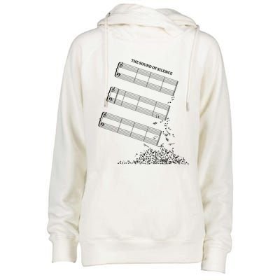 Music Sheet Without Sheet Music Gift The Sound Of Silence Cool Gift Womens Funnel Neck Pullover Hood