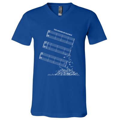 Music Sheet Without Sheet Music Gift The Sound Of Silence Cool Gift V-Neck T-Shirt