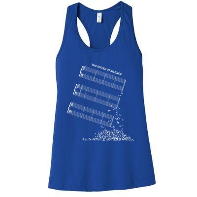 Music Sheet Without Sheet Music Gift The Sound Of Silence Cool Gift Women's Racerback Tank