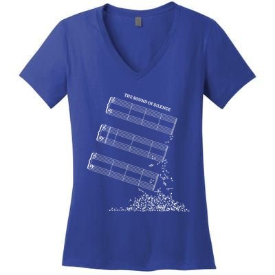 Music Sheet Without Sheet Music Gift The Sound Of Silence Cool Gift Women's V-Neck T-Shirt