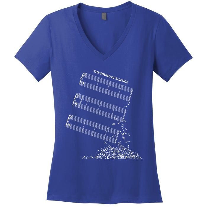 Music Sheet Without Sheet Music Gift The Sound Of Silence Cool Gift Women's V-Neck T-Shirt