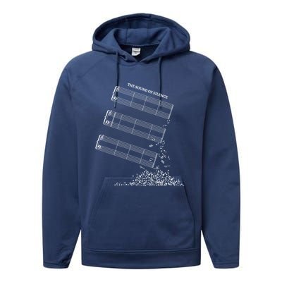 Music Sheet Without Sheet Music Gift The Sound Of Silence Cool Gift Performance Fleece Hoodie