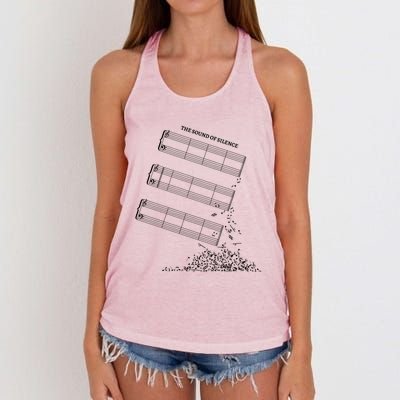 Music Sheet Without Sheet Music Gift The Sound Of Silence Cool Gift Women's Knotted Racerback Tank