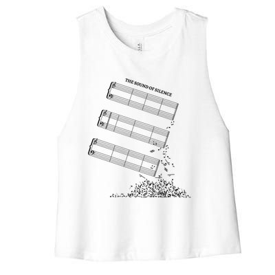 Music Sheet Without Sheet Music Gift The Sound Of Silence Cool Gift Women's Racerback Cropped Tank