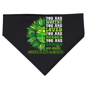 Motivational Support Warrior Mental Health Awareness Month Design USA-Made Doggie Bandana