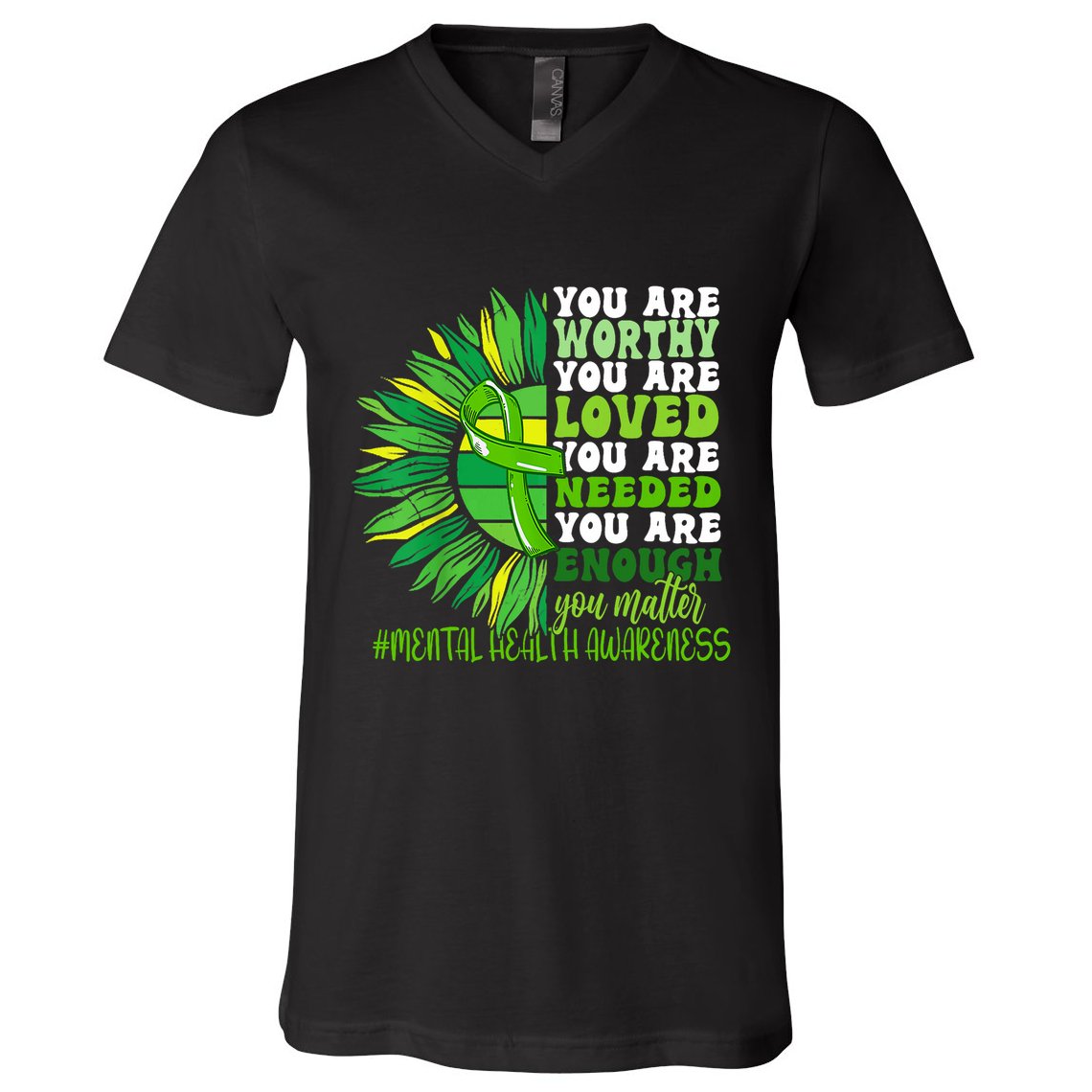 Motivational Support Warrior Mental Health Awareness Month Design V-Neck T-Shirt