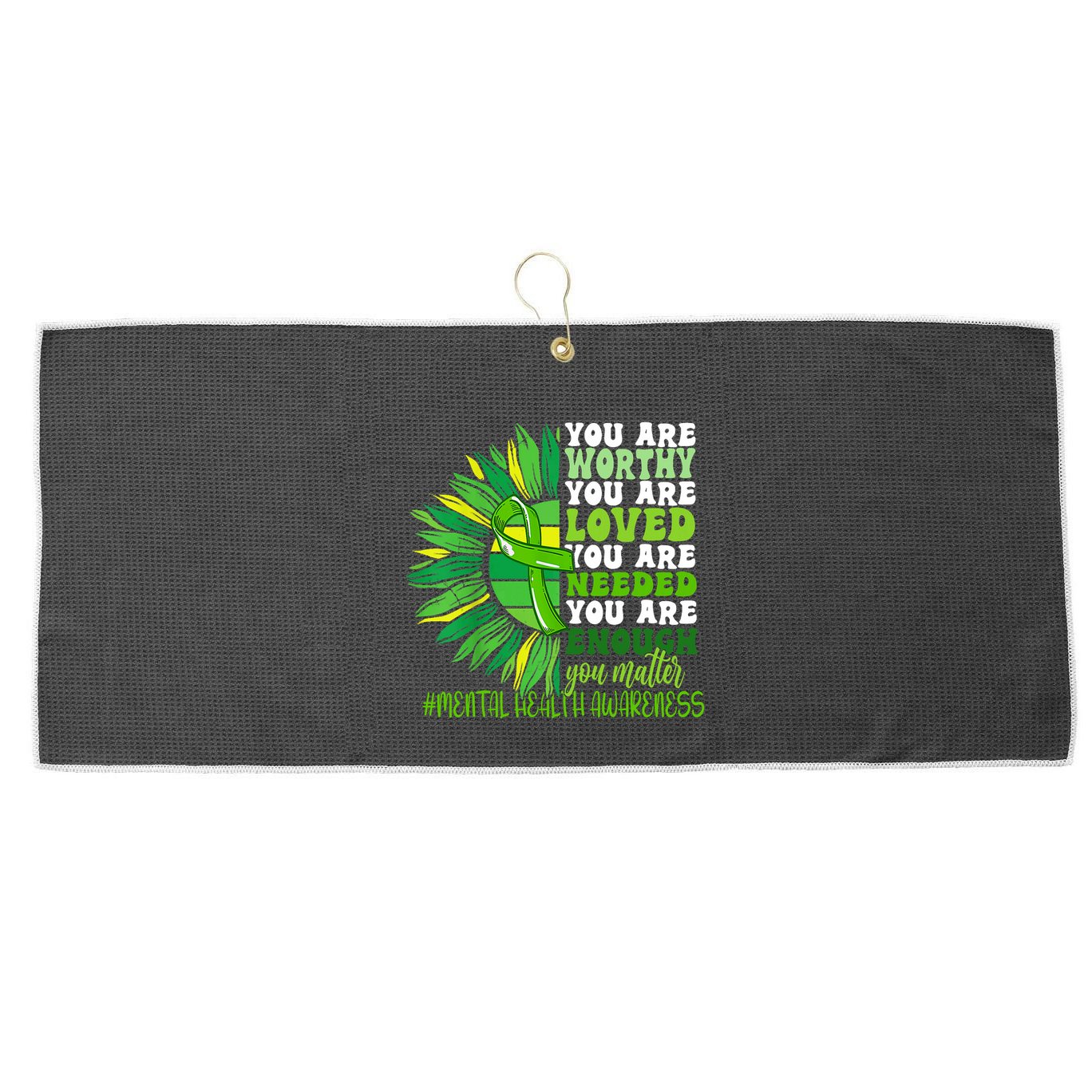 Motivational Support Warrior Mental Health Awareness Month Design Large Microfiber Waffle Golf Towel
