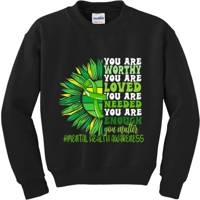 Motivational Support Warrior Mental Health Awareness Month Design Kids Sweatshirt