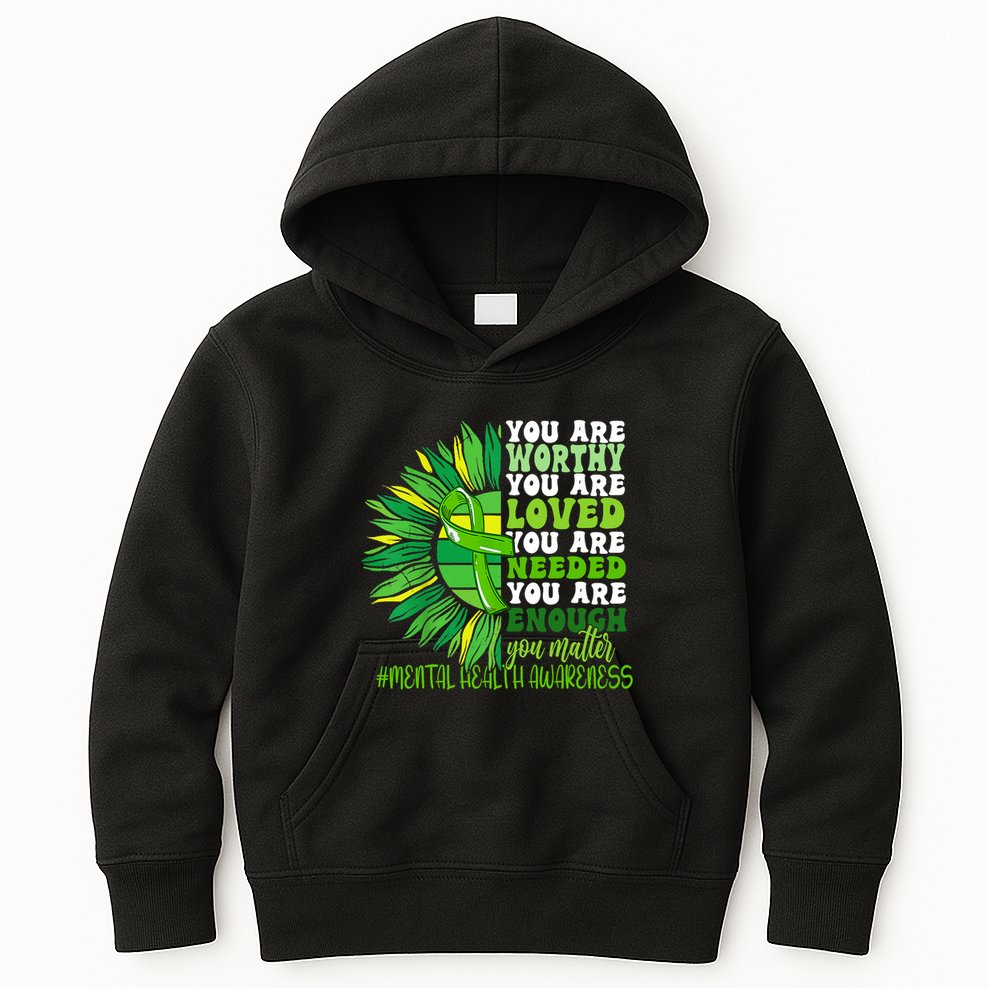 Motivational Support Warrior Mental Health Awareness Month Design Kids Hoodie