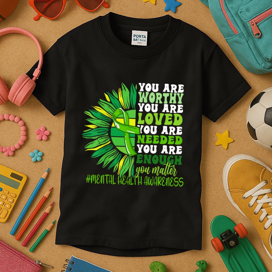 Motivational Support Warrior Mental Health Awareness Month Design Kids T-Shirt