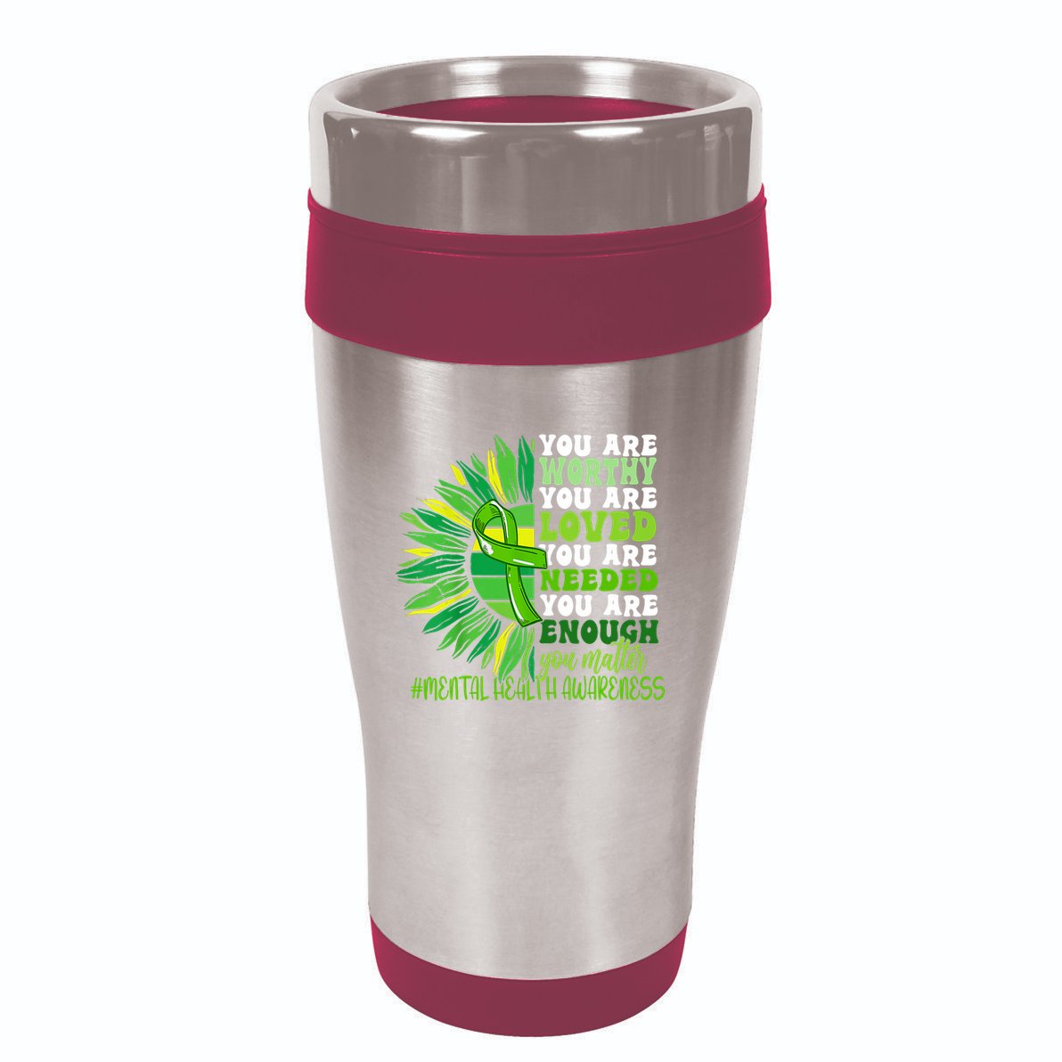 Motivational Support Warrior Mental Health Awareness Month Design 16oz Travel Tumbler