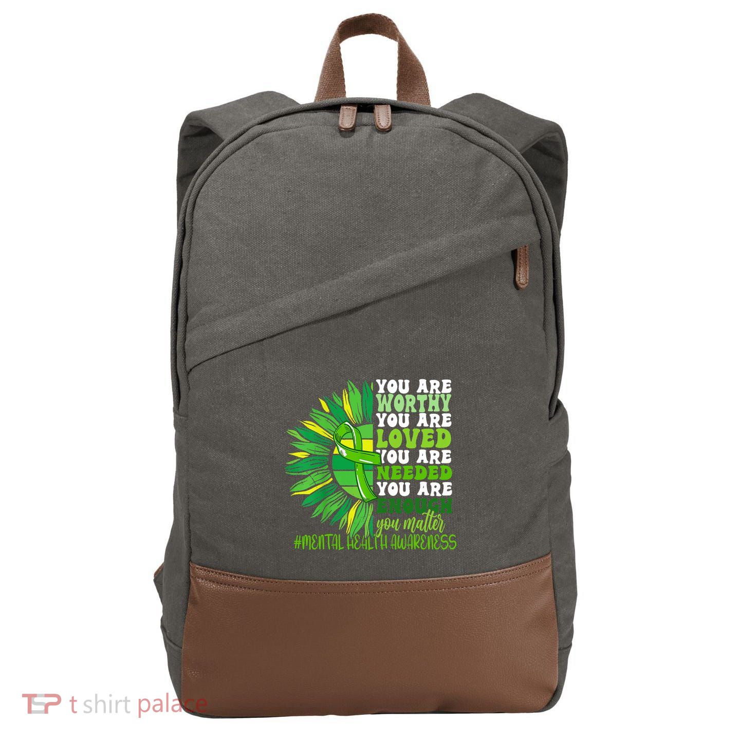 Motivational Support Warrior Mental Health Awareness Month Design Cotton Canvas Backpack