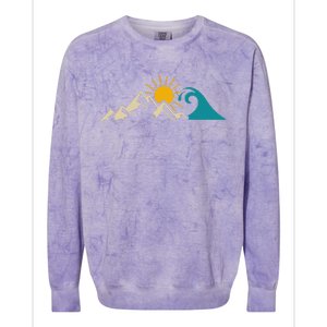 Mountain Sun Wave Nature Hiking Surf Surfer Hiker Outdoor Colorblast Crewneck Sweatshirt