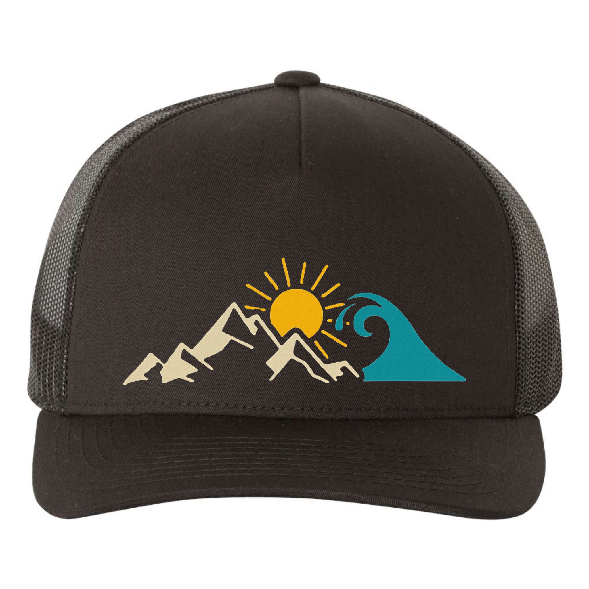 Mountain Sun Wave Nature Hiking Surf Surfer Hiker Outdoor Yupoong Adult 5-Panel Trucker Hat