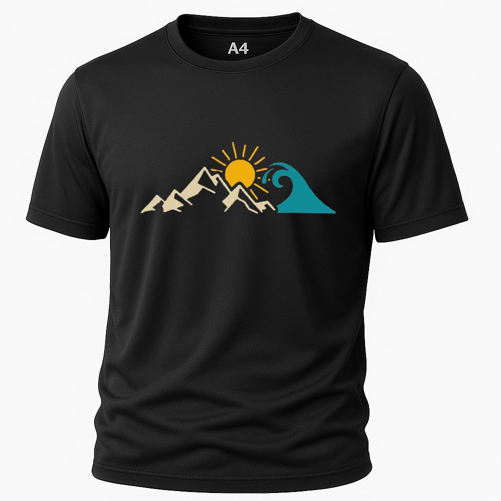 Mountain Sun Wave Nature Hiking Surf Surfer Hiker Outdoor Cooling Performance Crew T-Shirt