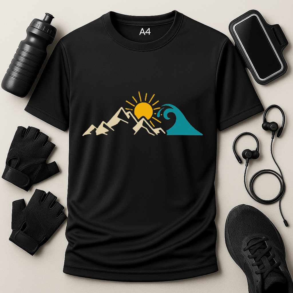 Mountain Sun Wave Nature Hiking Surf Surfer Hiker Outdoor Cooling Performance Crew T-Shirt