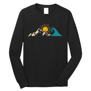 Mountain Sun Wave Nature Hiking Surf Surfer Hiker Outdoor Long Sleeve Shirt