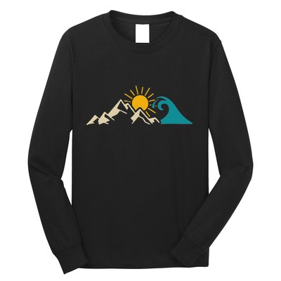 Mountain Sun Wave Nature Hiking Surf Surfer Hiker Outdoor Long Sleeve Shirt