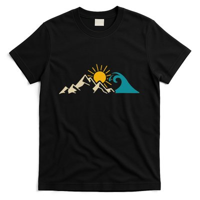 Mountain Sun Wave Nature Hiking Surf Surfer Hiker Outdoor T-Shirt