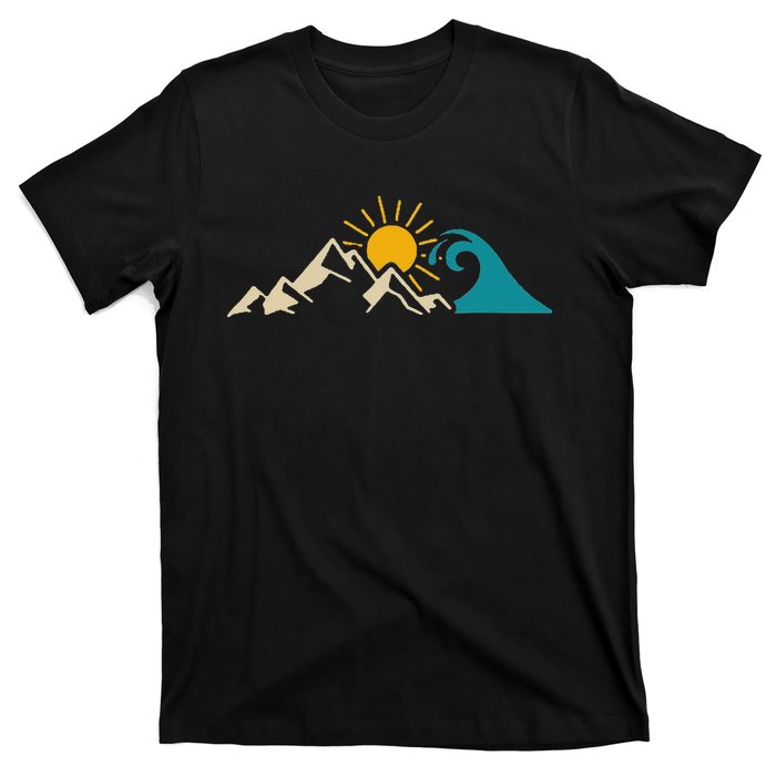 Mountain Sun Wave Nature Hiking Surf Surfer Hiker Outdoor T-Shirt