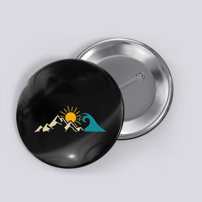 Mountain Sun Wave Nature Hiking Surf Surfer Hiker Outdoor Button