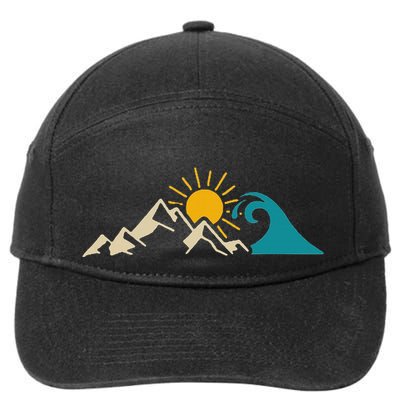 Mountain Sun Wave Nature Hiking Surf Surfer Hiker Outdoor 7-Panel Snapback Hat