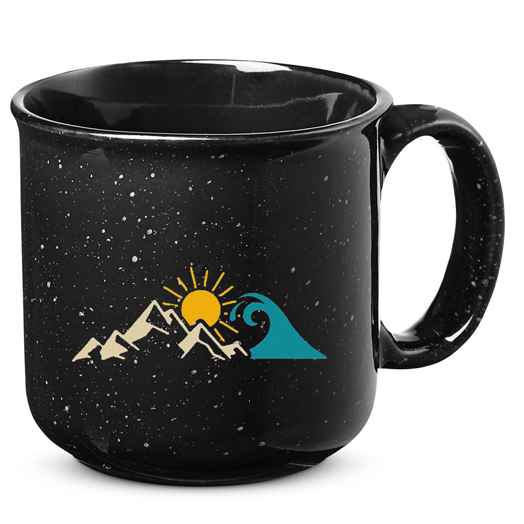 Mountain Sun Wave Nature Hiking Surf Surfer Hiker Outdoor 15oz Campfire Ceramic Mug