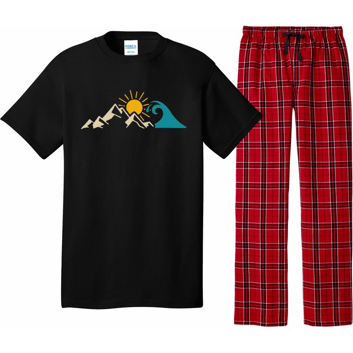 Mountain Sun Wave Nature Hiking Surf Surfer Hiker Outdoor Pajama Set