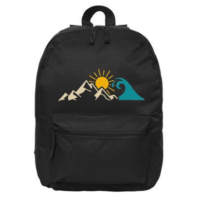 Mountain Sun Wave Nature Hiking Surf Surfer Hiker Outdoor 16 in Basic Backpack