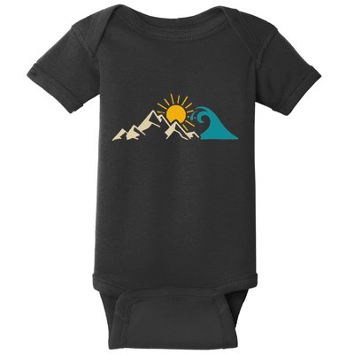 Mountain Sun Wave Nature Hiking Surf Surfer Hiker Outdoor Baby Bodysuit