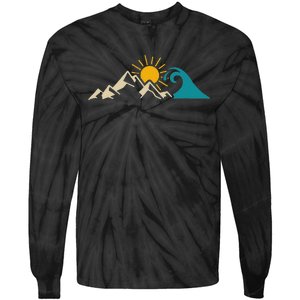 Mountain Sun Wave Nature Hiking Surf Surfer Hiker Outdoor Tie-Dye Long Sleeve Shirt