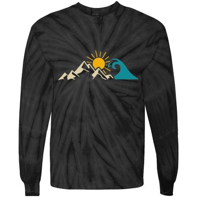 Mountain Sun Wave Nature Hiking Surf Surfer Hiker Outdoor Tie-Dye Long Sleeve Shirt