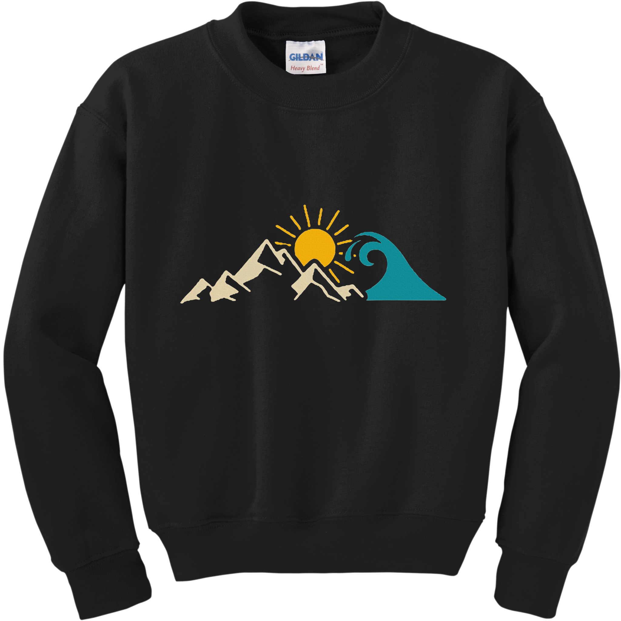 Mountain Sun Wave Nature Hiking Surf Surfer Hiker Outdoor Kids Sweatshirt