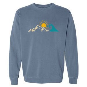 Mountain Sun Wave Nature Hiking Surf Surfer Hiker Outdoor Garment-Dyed Sweatshirt