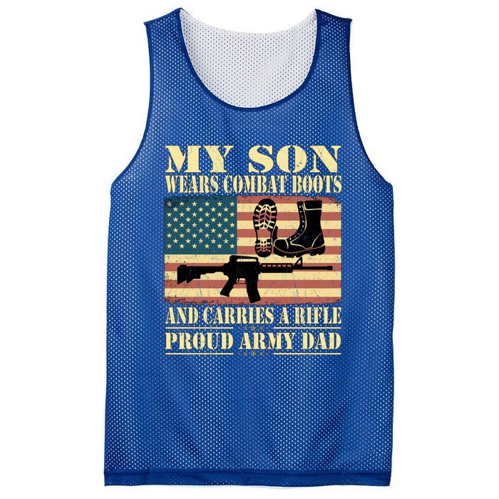 My Son Wears Combat Boots Gift Proud Army Dad Military Father Gift Mesh Reversible Basketball Jersey Tank